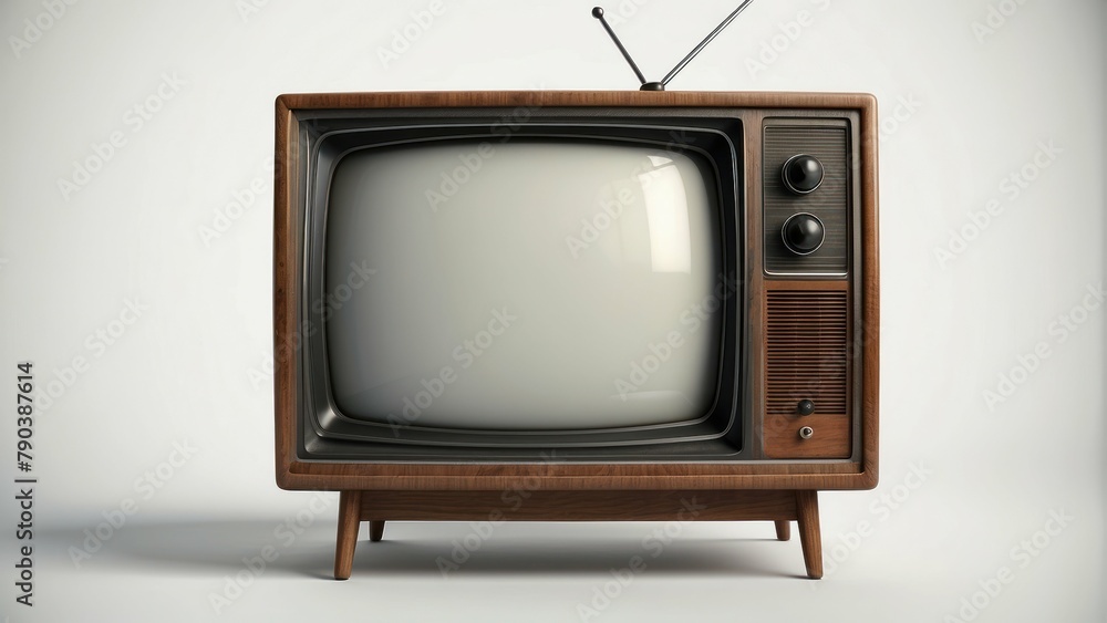 Vintage Television with Blank Screen Isolated
