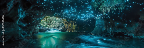 Enchanting Glowworm Caves in Waitomo, New Zealand photo