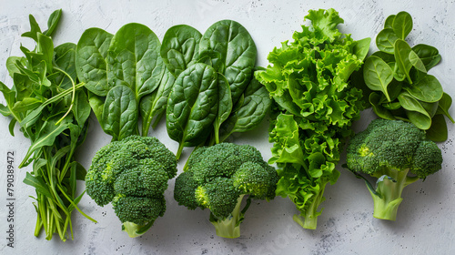 Green Superfood: Healthy vegetables like spinach and broccoli for vitamins and nutrients