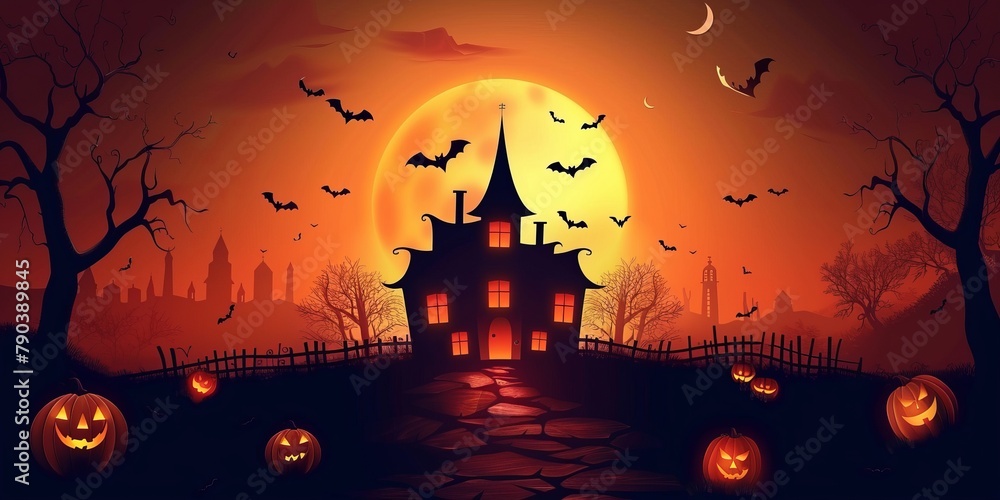 Halloween night cartoon background