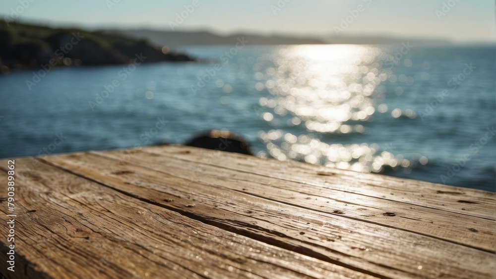 Sunrise over a calm sea viewed from a wooden pier Sunrise over a calm sea viewed from a wooden pier