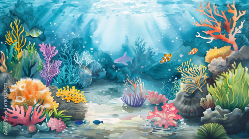 coral reef with fish and coral