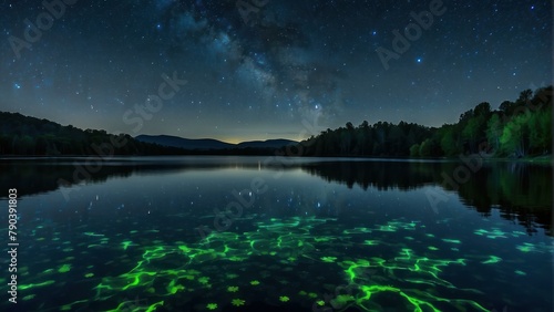 Star Trails Over a Serene Mountain Lake at Night