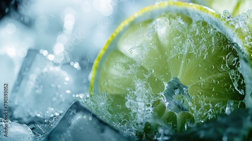 Refreshing Lemon Frozen in Ice: Close-Up Citrus Chill
