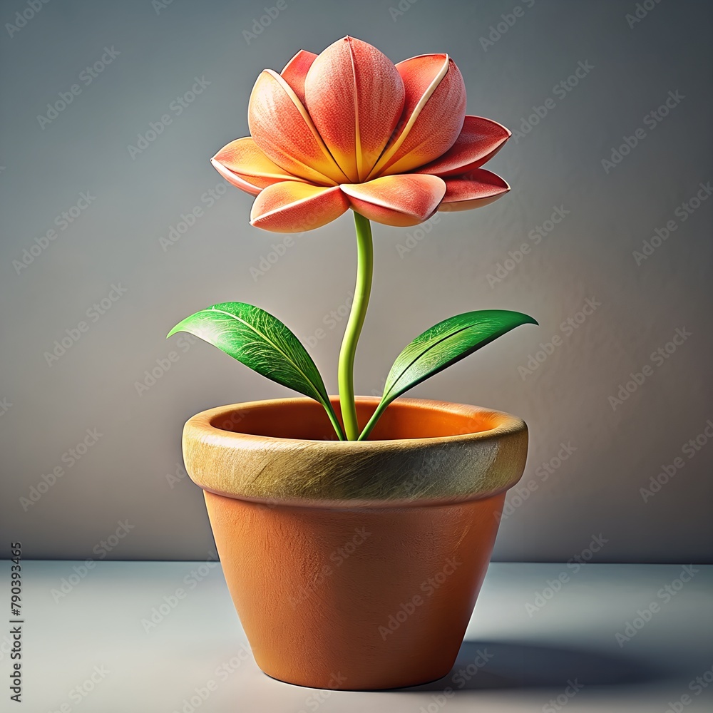 3d cartoon flower in pot isolated on white background. Minimal design elements. 3d vector illustration. 3d cartoon flower in pot isolated on white background. Minimal design elements. 3d vector illustration.