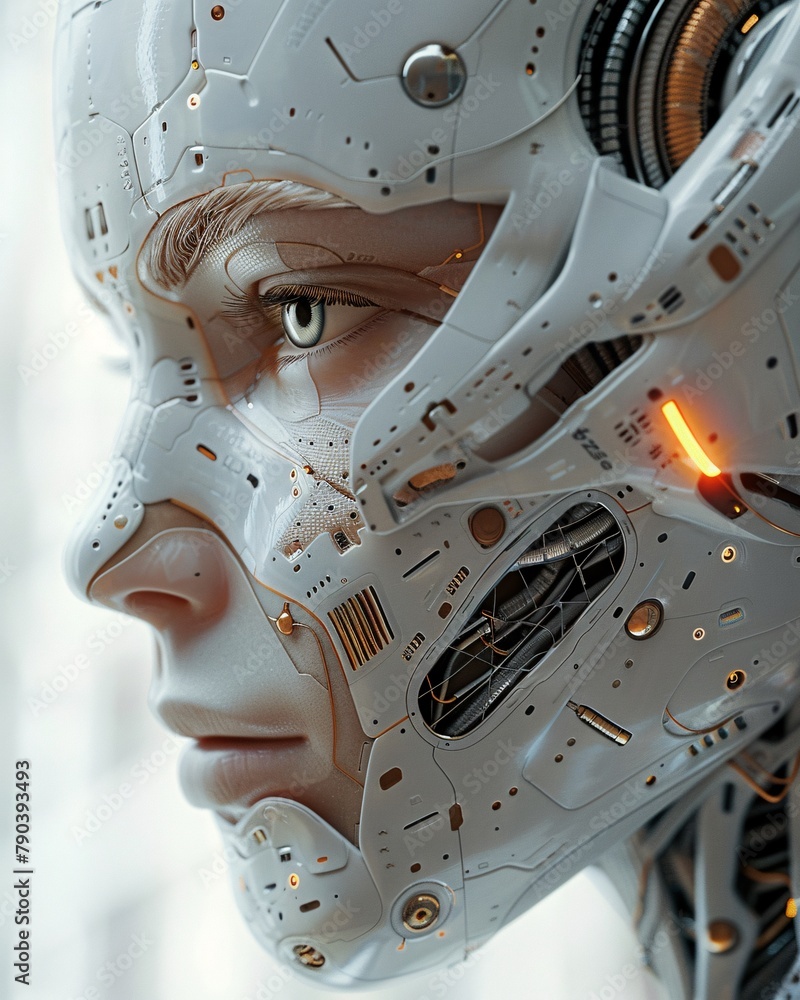 white robot on digital background white robot on digital background