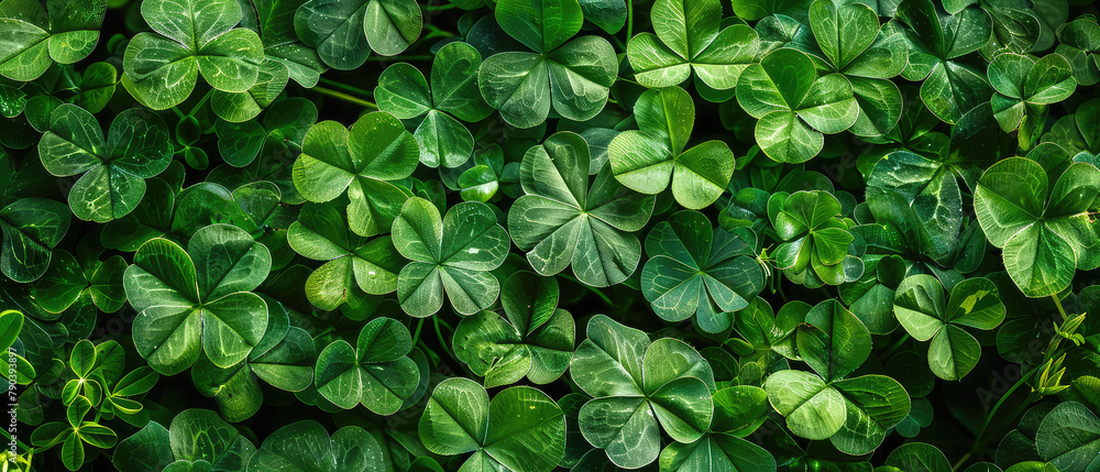 Vibrant green clover leaves filling frame Vibrant green clover leaves filling frame