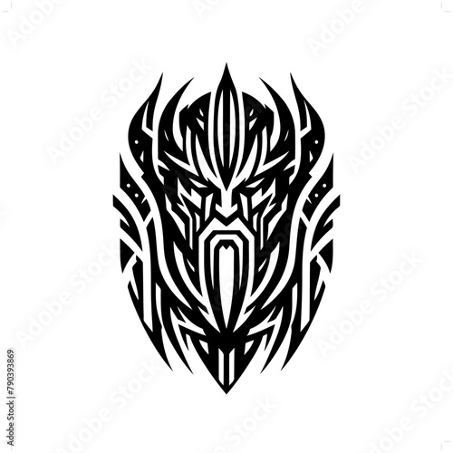 odin nordic deity mythology in modern tribal tattoo, abstract line art of deity, minimalist contour. Vector