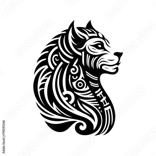 sphinx in modern tribal tattoo, abstract line art of deity, minimalist contour. Vector