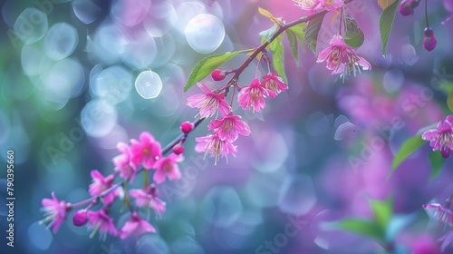 Pink blossom adorns branch
