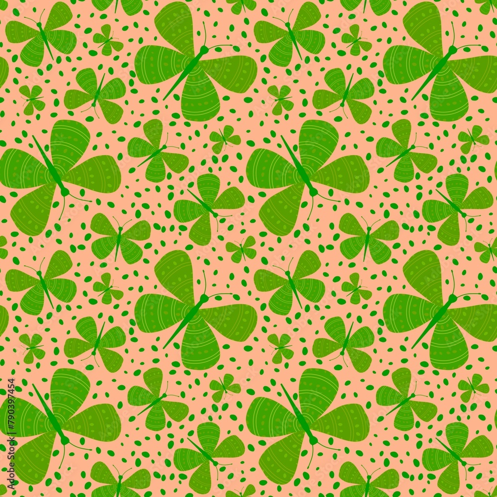 Obraz premium Cartoon summer print animals seamless butterfly pattern for wrapping paper and kids clothes and party accessories