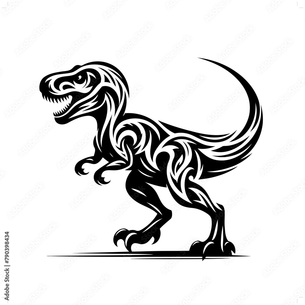tyranosaurus in modern tribal tattoo, abstract line art of people, minimalist contour. Vector tyranosaurus in modern tribal tattoo, abstract line art of people, minimalist contour. Vector