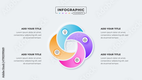 Vector business circular infographic presentation design template with 4 steps or options