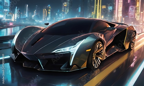 Wallpapers depicting a high-tech futuristic car. Very aerodynamic car © GERARD