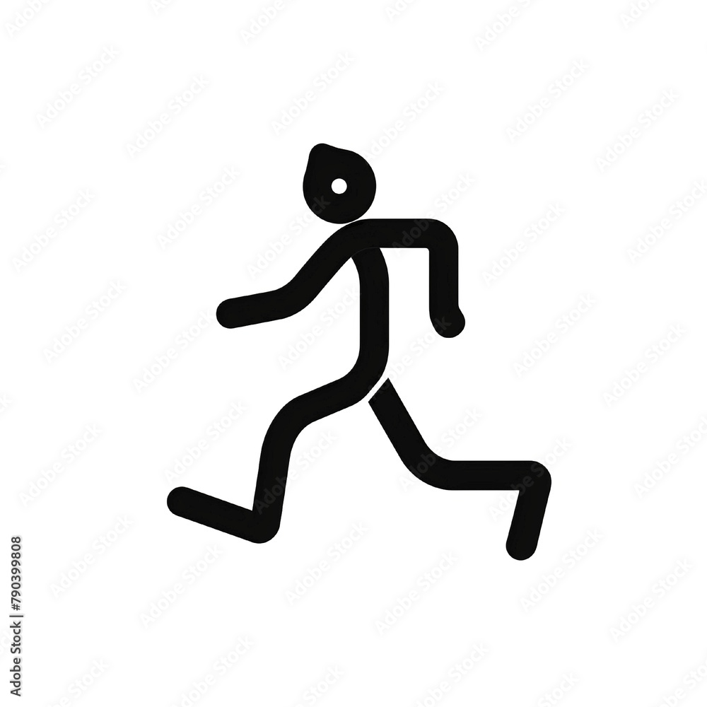 Simple black and white icon of a runner in motion, perfect for fitness apps or websites Simple black and white icon of a runner in motion, perfect for fitness apps or websites