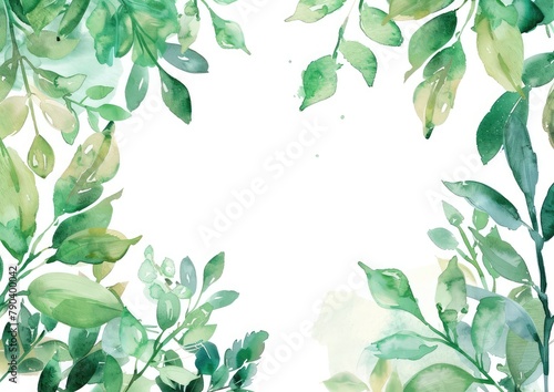 Watercolor leaf background. Watercolor leaves isolated on white background. Organic and natural concept.