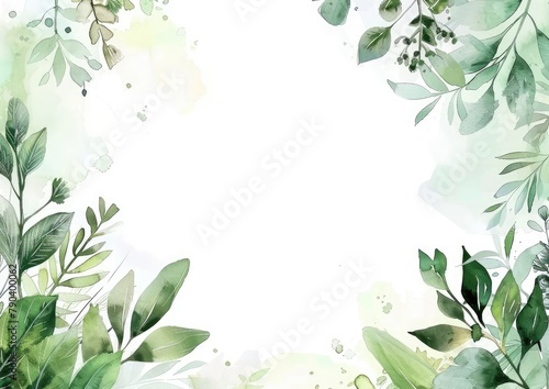 Watercolor leaf background. Watercolor leaves isolated on white background. Organic and natural concept.