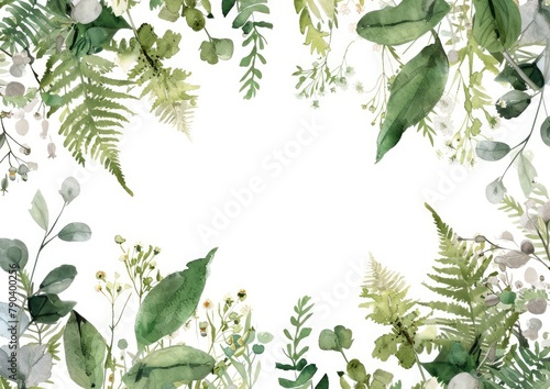 Watercolor leaf background. Watercolor leaves isolated on white background. Organic and natural concept.