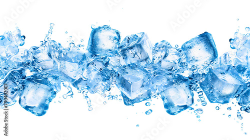A bright blue water splash frozen in motion on a clean white background
