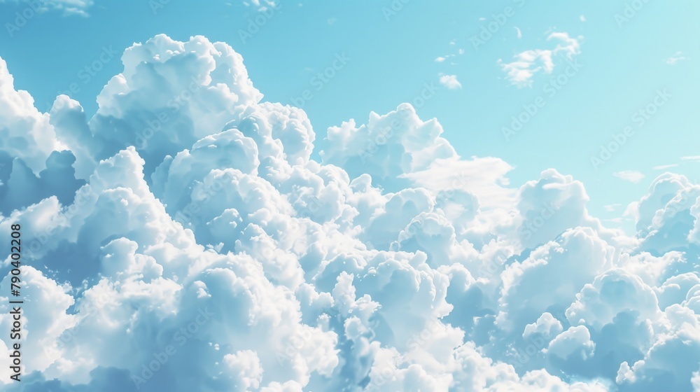 A plane soars amid fluffy clouds A plane soars amid fluffy clouds