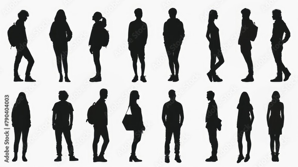 set of people silhouettes isolated