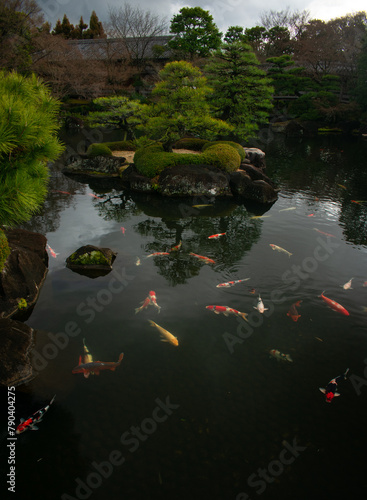 Zen botanical gardens during winter in Himeji, Japan