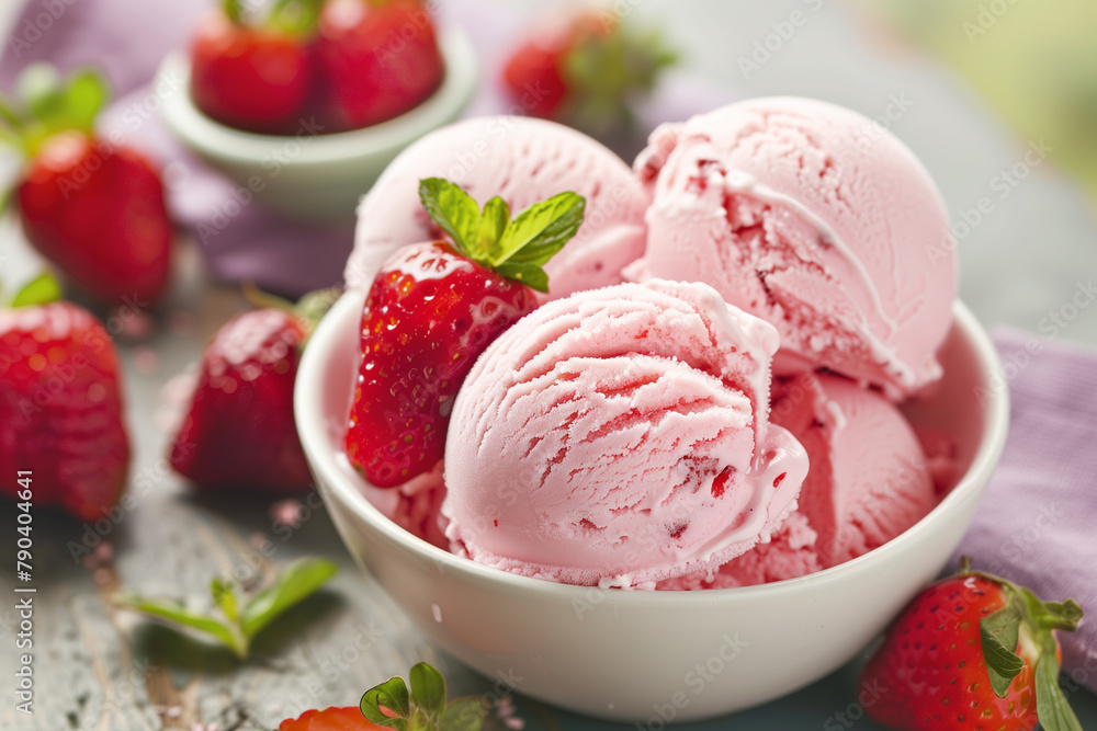 a Bowl of Strawberry Ice Cream a Bowl of Strawberry Ice Cream