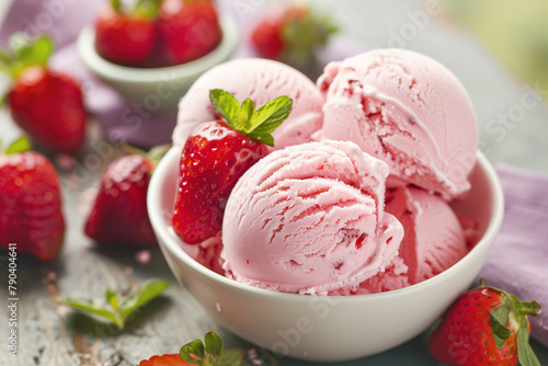 a Bowl of Strawberry Ice Cream
