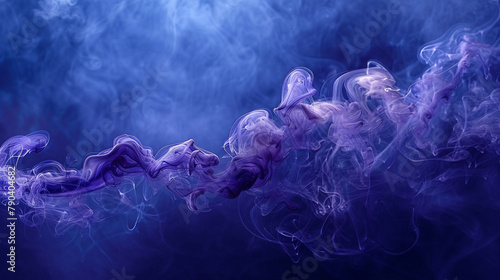 Velvety tendrils of plum smoke twirling against a backdrop of cobalt blue, imbuing the night with a sense of regal elegance and poetic grace.  photo