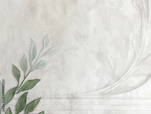 Elegant Embossed Floral Pattern on a Plaster Wall Texture