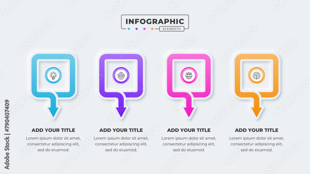 Vector business arrow infographic presentation design template with 4 steps or options