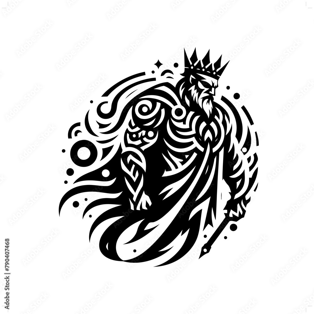 king in modern tribal tattoo, abstract line art of people, minimalist contour. Vector king in modern tribal tattoo, abstract line art of people, minimalist contour. Vector
