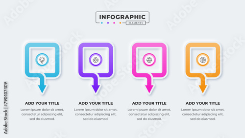 Vector business arrow infographic presentation design template with 4 steps or options