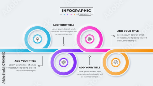 Vector business circle process infographic presentation design template with 4 steps