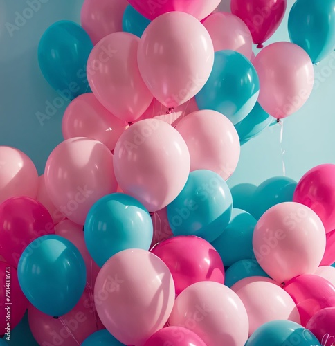 Pink and blue gender reveal balloons background