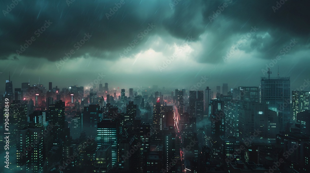 Night cityscape with glowing lights. Night cityscape with glowing lights.