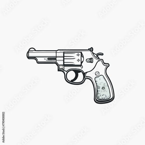 Gun in cartoon, doodle style. Image for t-shirt, web, mobile apps and ui. Isolated 2d vector illustration in logo, icon, sketch style, Eps 10. AI Generative