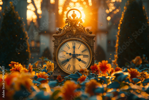 A clock ticking away the seconds, minutes, and hours, reminding us of the passage of time and the importance of seizing each moment. Concept of time and mindfulness. Generative Ai.