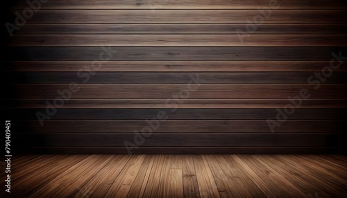 Wooden planks on the floor, creating a rustic and moody atmosphere