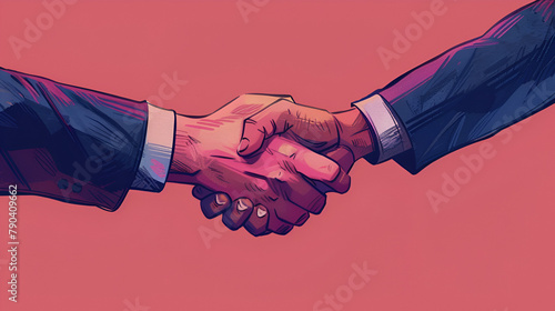 Artistic Style Painting Drawing Illustration of Hand Shake Shaking Hands Business Deal Done Aspect 16:9