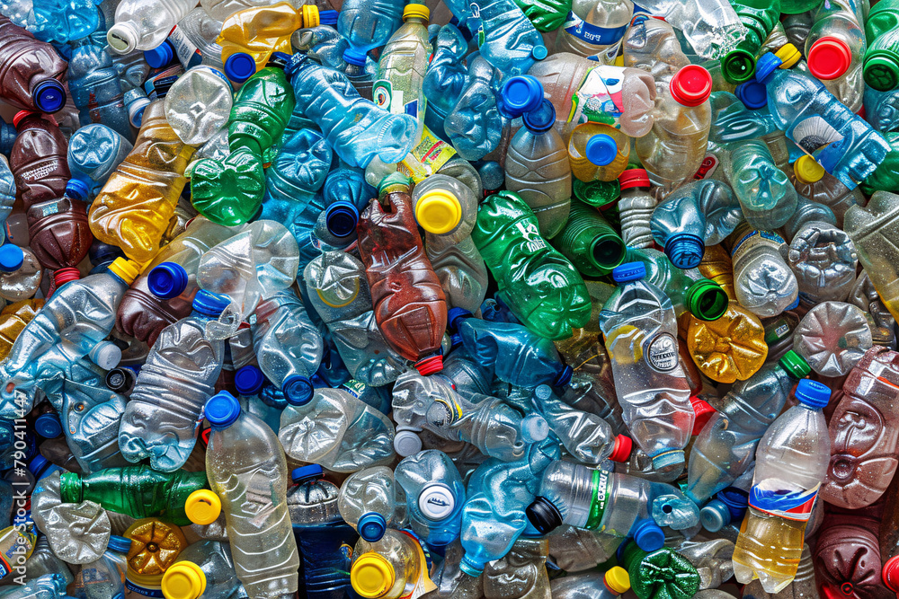 Recycling bin with bottles . Recycling bin with bottles .