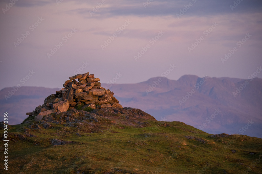 View from Reston Scar towards the langdales Lake District early morning