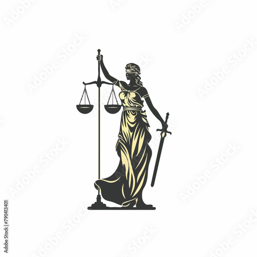 Lady justice in cartoon, doodle style. Image for t-shirt, web, mobile apps and ui. Isolated 2d vector illustration in logo, icon, sketch style, Eps 10. AI Generative