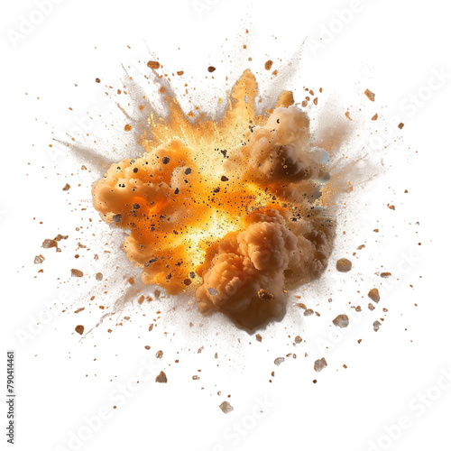 Dangerous Explosive Exploding Ball of Fire Isolated On White Background  photo