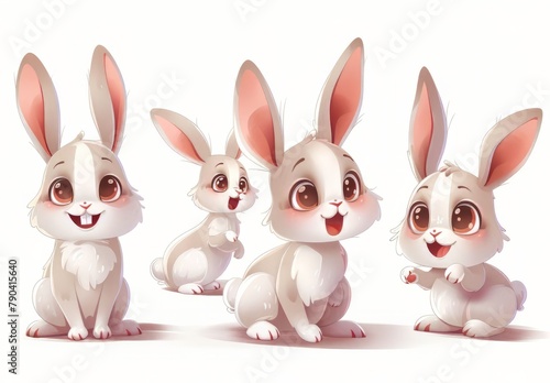 Cute bunnies: adorable bunny art featuring chubby cheeks, expressive eyes. Easter-themed content
