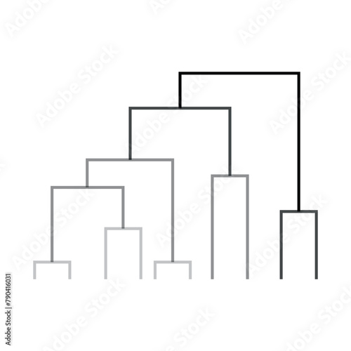 Dendrogram diagram representing a tree. Hierarchical clustering dendrogram.