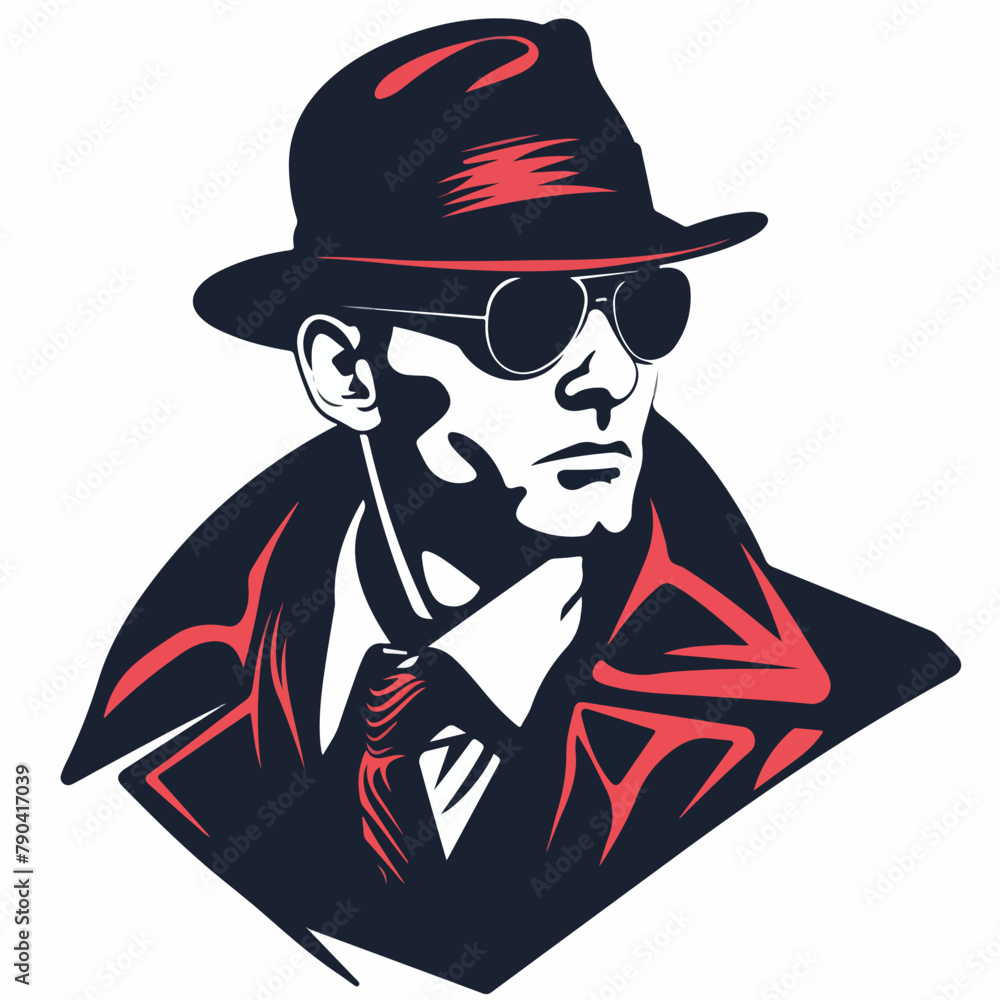 Spy Agent in cartoon, doodle style. Image for t-shirt, web, mobile apps and ui. Isolated 2d vector illustration in logo, icon, sketch style, Eps 10. AI Generative