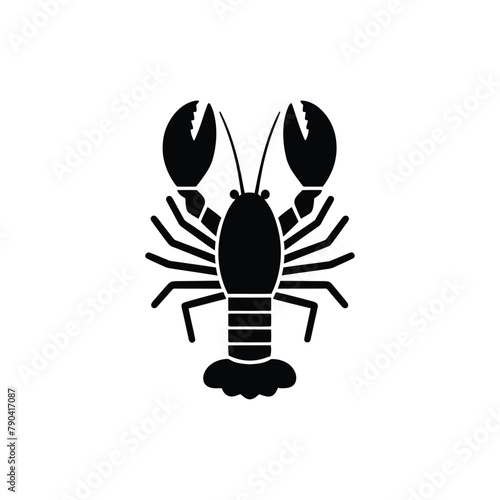 Lobster graphic icon. Sea lobster black sign isolated on white background. Vector illustration eps format