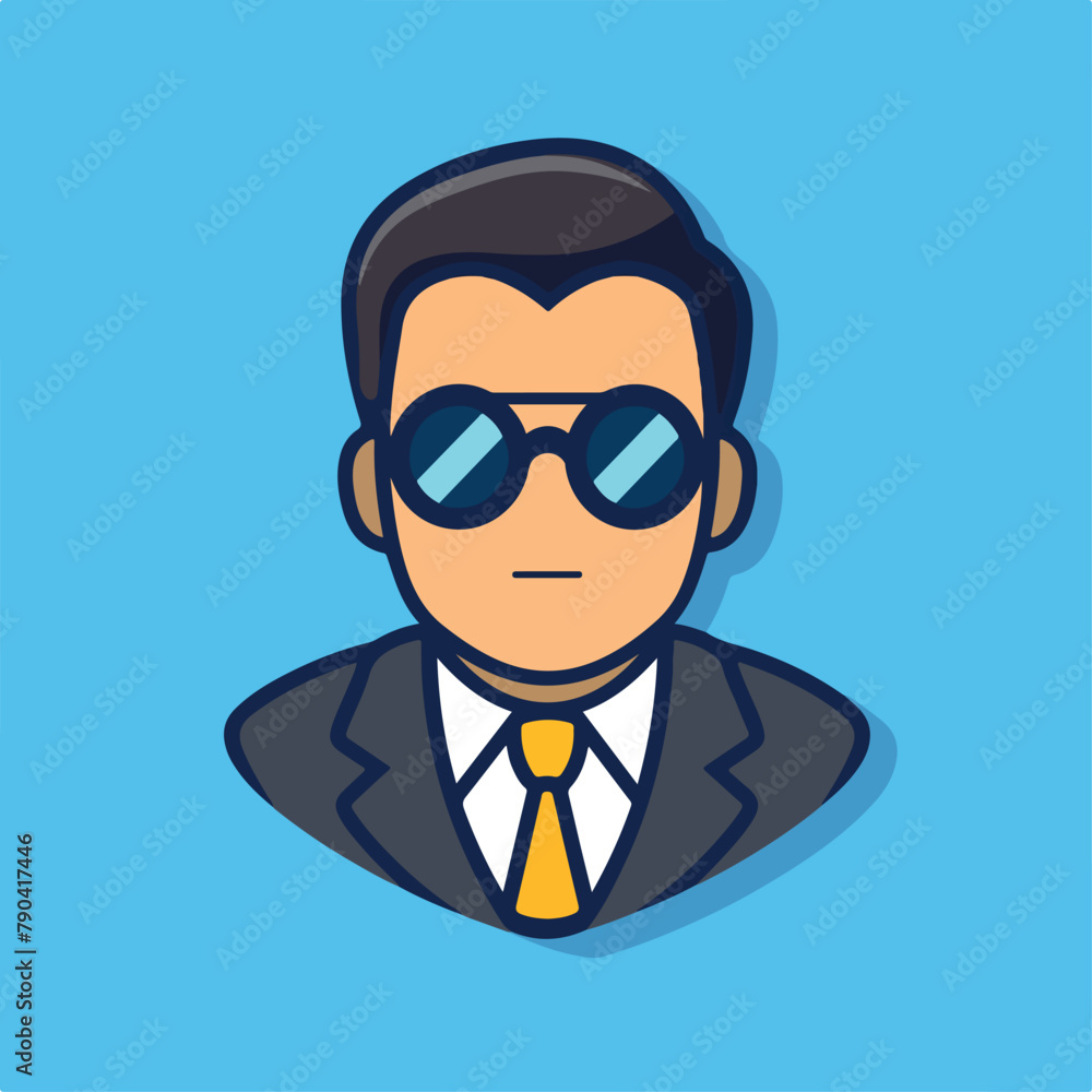 Spy Agent in cartoon, doodle style. Image for t-shirt, web, mobile apps and ui. Isolated 2d vector illustration in logo, icon, sketch style, Eps 10. AI Generative