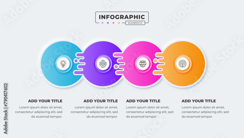 Vector circle infographic presentation design template with 4 steps or options